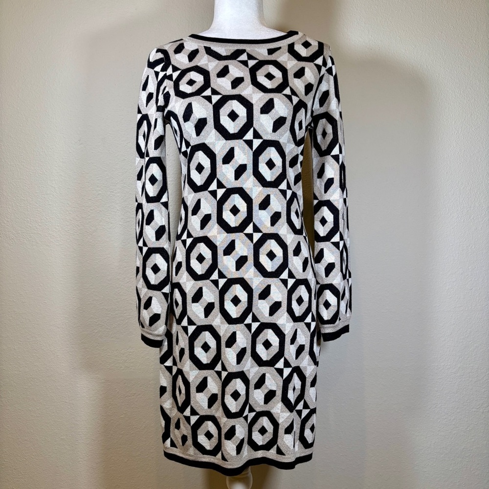 Boden Geometric Long Sleeve Sweater Dress Size 6